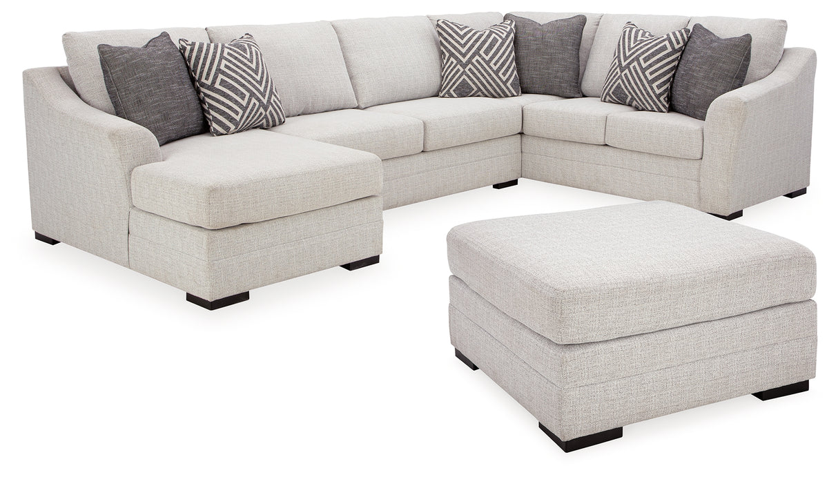 Koralynn 3-Piece Sectional with Ottoman in Stone - PKG015798