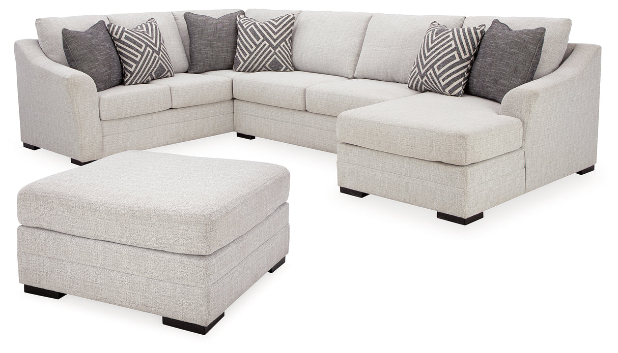 Koralynn 3-Piece Sectional with Ottoman in Stone - PKG015799