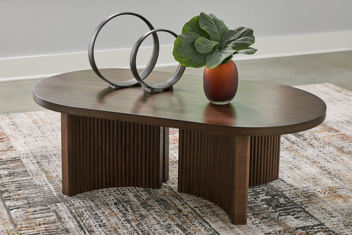 Korestone Coffee Table with 1 End Table in Dark Brown from Ashley - Luna Furniture