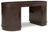 Korestone Home Office Desk with Chair in Warm Brown from Ashley - Luna Furniture