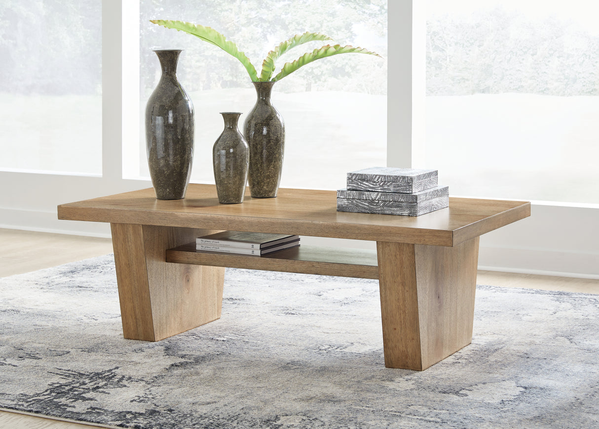 Kristiland Light Brown Coffee Table from Ashley - Luna Furniture