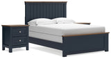 Landocken Full Panel Bed with 2 Nightstands in Brown/Blue - PKG020337