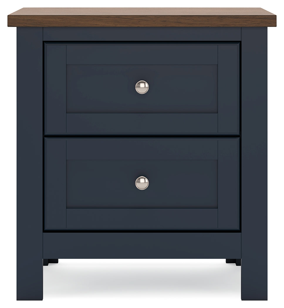 Landocken Full Panel Bed with 2 Nightstands in Brown/Blue - PKG020337