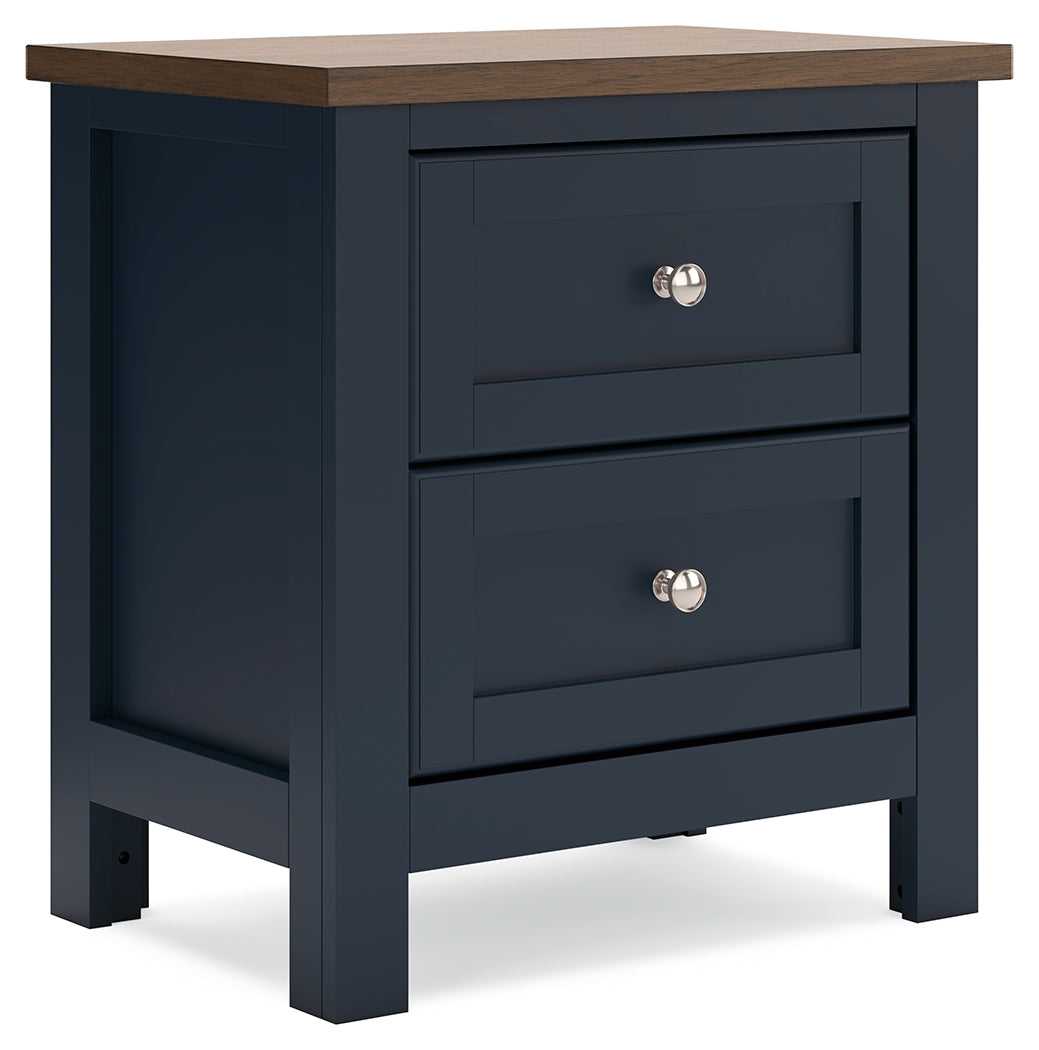 Landocken Full Panel Bed with 2 Nightstands in Brown/Blue - PKG020337