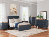 Landocken Full Panel Bed with Dresser and 2 Nightstands in Brown/Blue - PKG020336