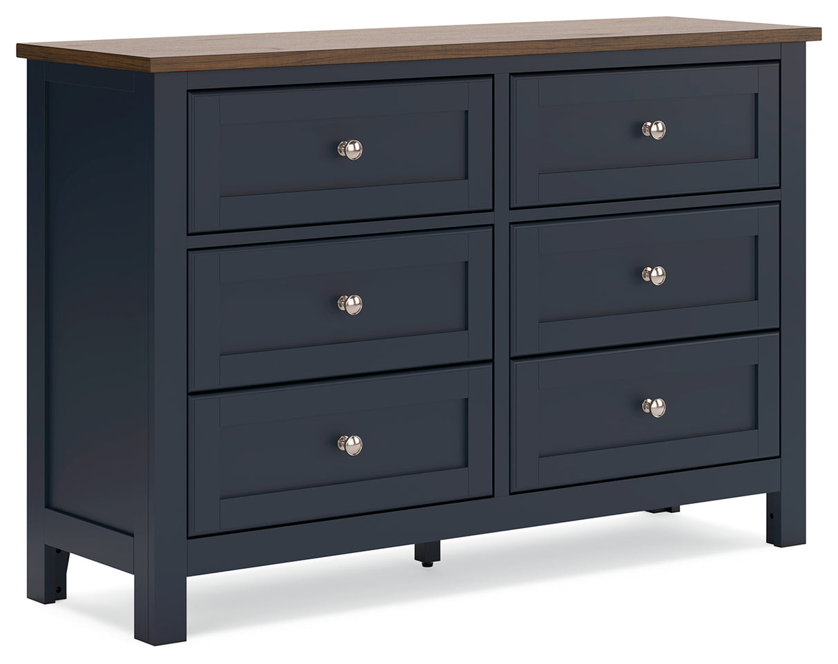 Landocken Full Panel Bed with Dresser and 2 Nightstands in Brown/Blue - PKG020336