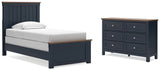 Landocken Full Panel Bed with Dresser in Brown/Blue - PKG020335