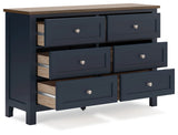 Landocken Full Panel Bed with Dresser in Brown/Blue - PKG020335