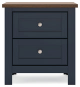 Landocken Full Panel Bed with Mirrored Dresser and 2 Nightstands in Brown/Blue - PKG020330