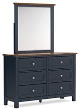 Landocken Full Panel Bed with Mirrored Dresser and 2 Nightstands in Brown/Blue - PKG020330