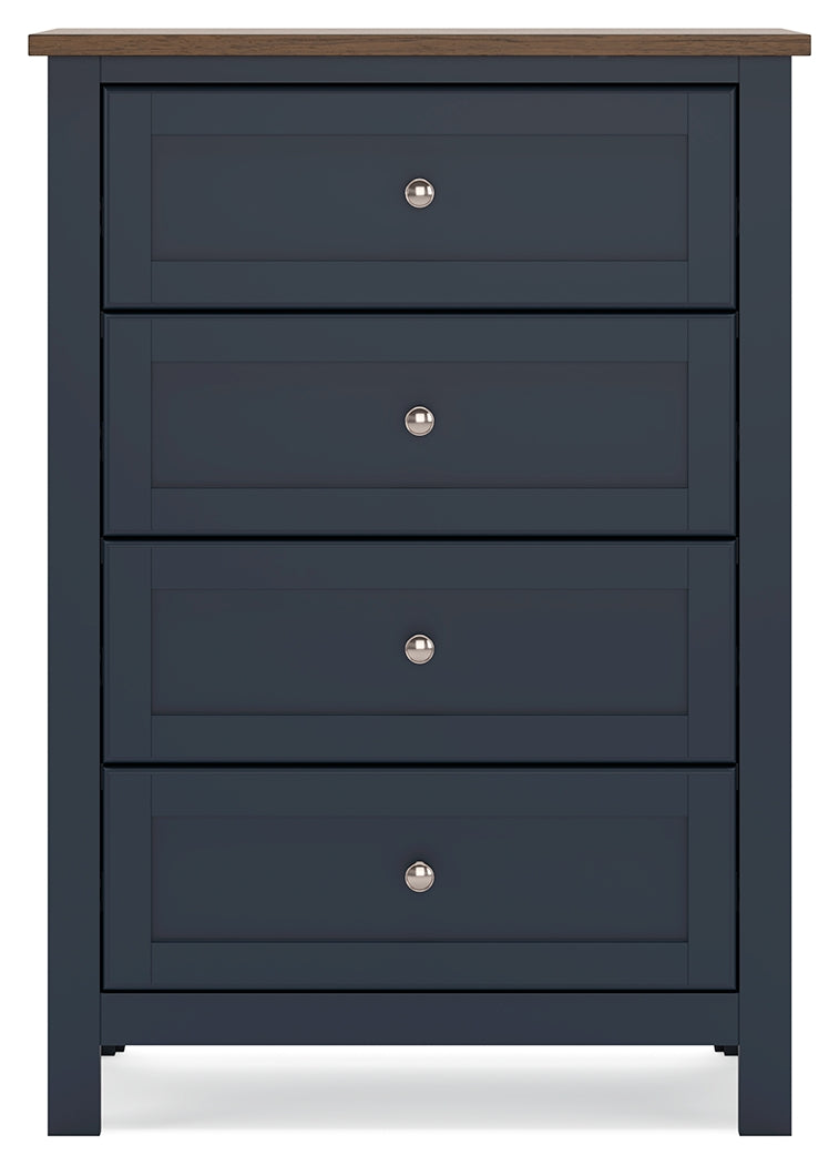 Landocken Full Panel Bed with Mirrored Dresser and Chest in Brown/Blue - PKG020333