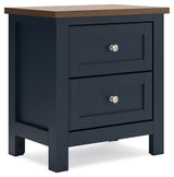 Landocken Full Panel Bed with Mirrored Dresser, Chest and 2 Nightstands in Brown/Blue - PKG020331