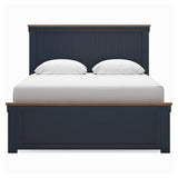 Landocken Queen Panel Bed with 2 Nightstands in Brown/Blue - PKG020346