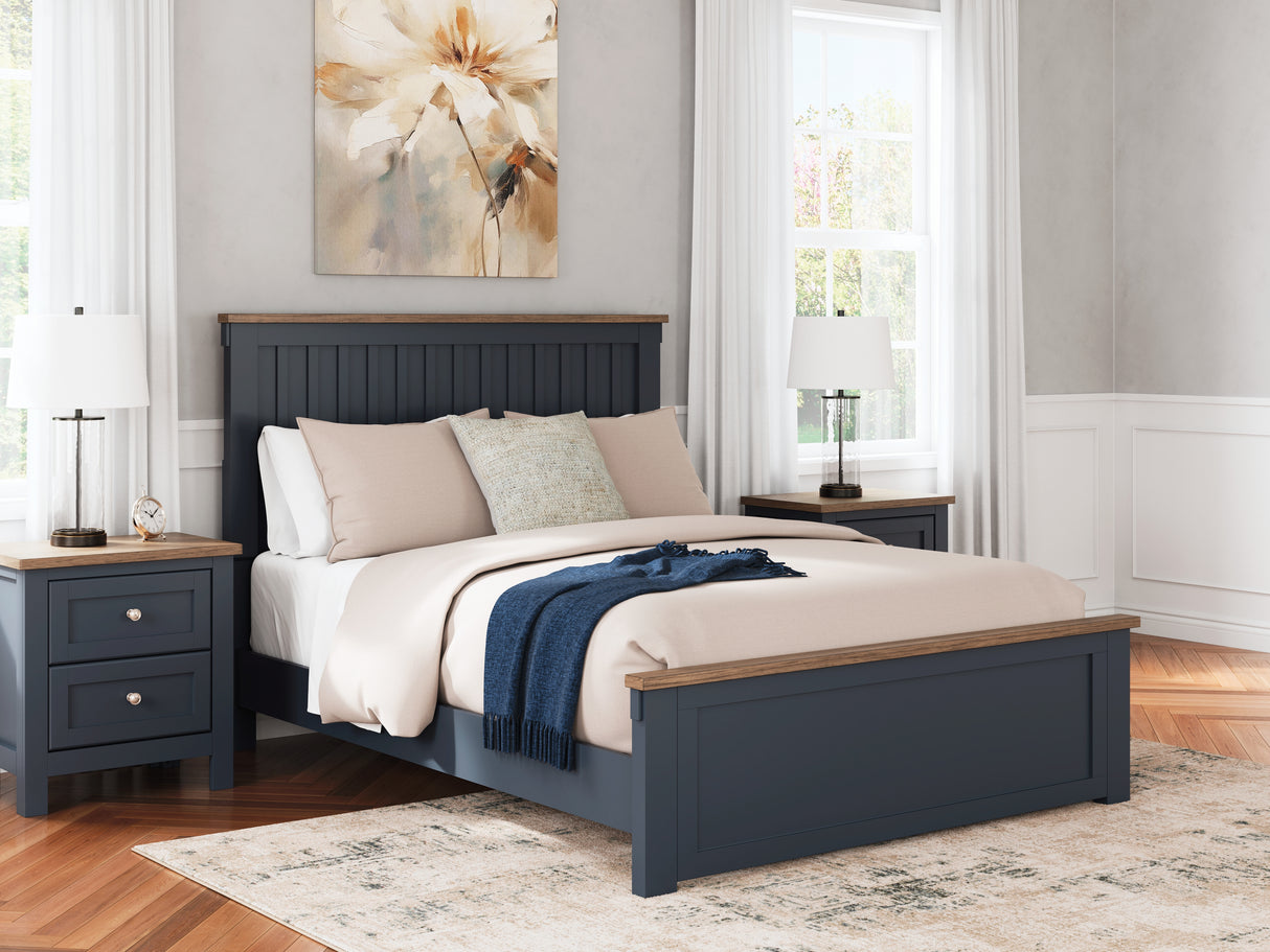 Landocken Queen Panel Bed with Dresser and 2 Nightstands in Brown/Blue - PKG020345