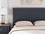 Landocken Queen Panel Headboard with 2 Nightstands in Brown/Blue - PKG020583