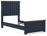 Landocken Twin Panel Bed with Mirrored Dresser, Chest and Nightstand in Brown/Blue - PKG020325