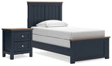 Landocken Twin Panel Bed with Nightstand in Brown/Blue - PKG020328