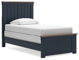 Landocken Twin Panel Bed with Nightstand in Brown/Blue - PKG020328