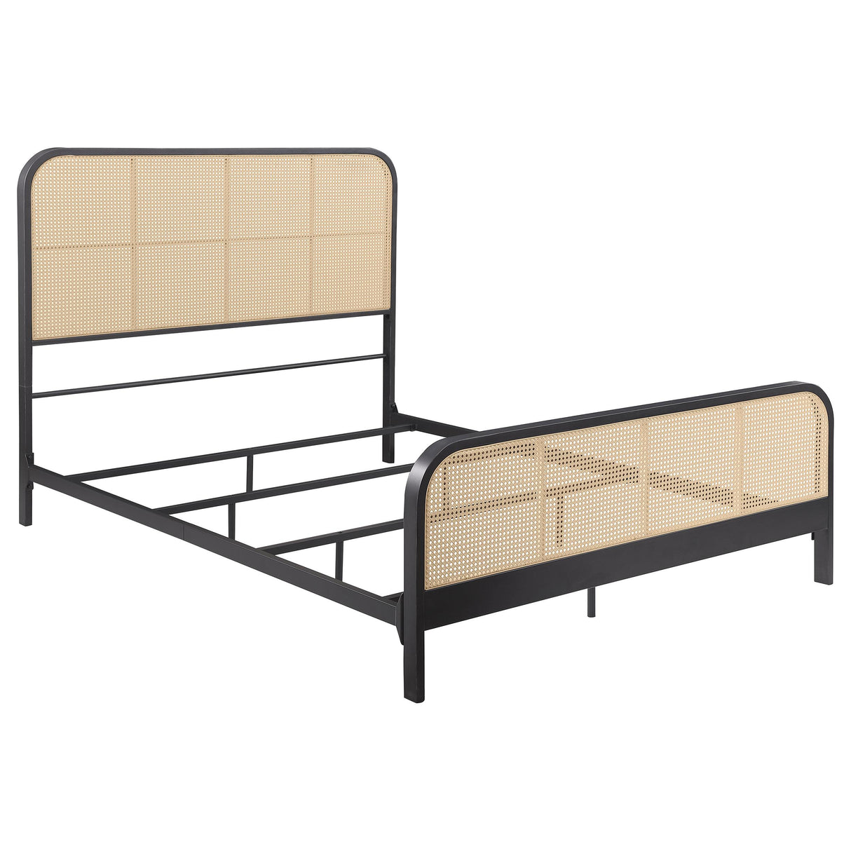 Lanewood Polyethylene PE Rattan Upholstered Metal Eastern King Bed Black from Coaster - Luna Furniture