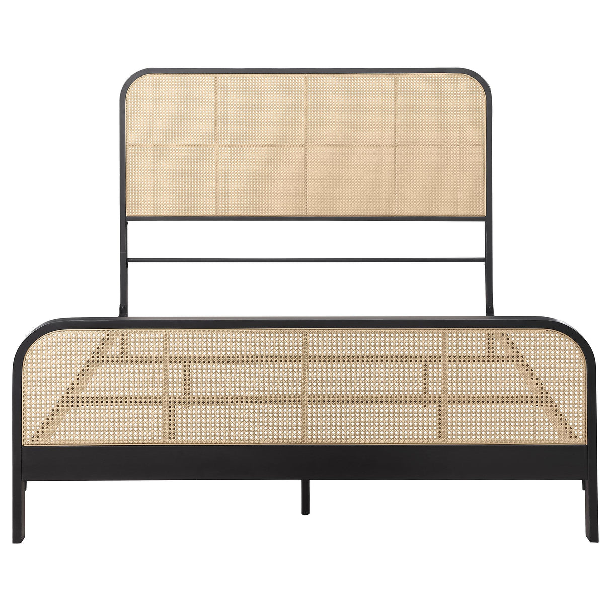 Lanewood Polyethylene PE Rattan Upholstered Metal Eastern King Bed Black from Coaster - Luna Furniture