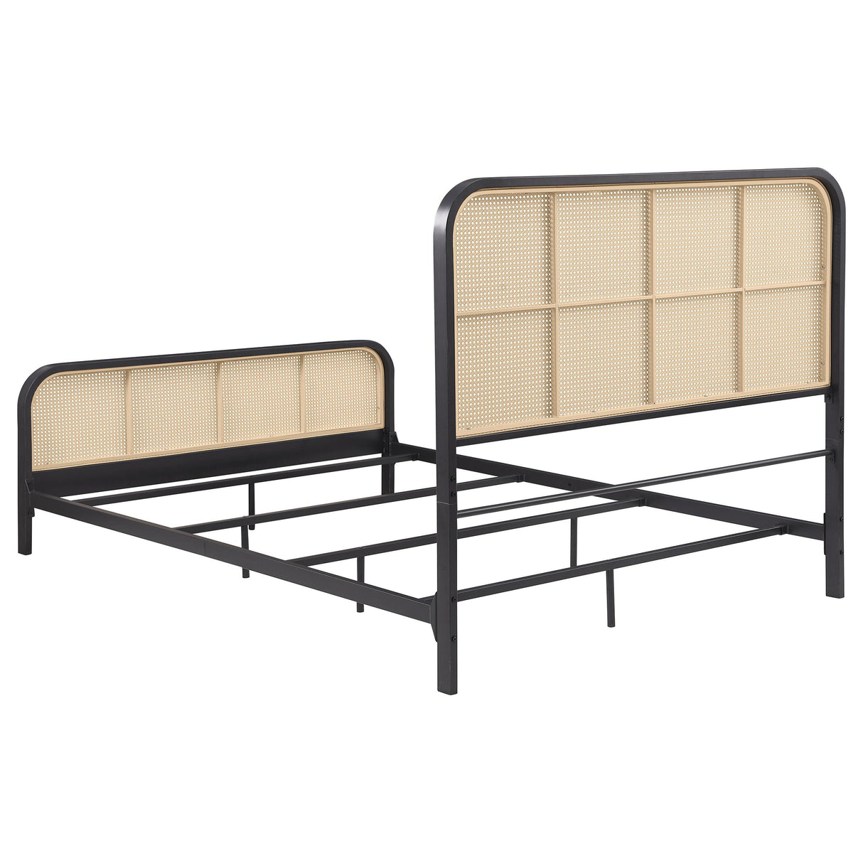 Lanewood Polyethylene PE Rattan Upholstered Metal Eastern King Bed Black from Coaster - Luna Furniture