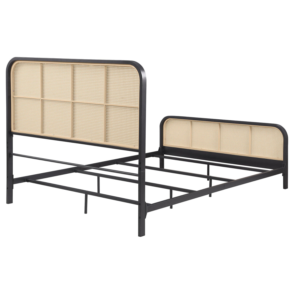 Lanewood Polyethylene PE Rattan Upholstered Metal Eastern King Bed Black from Coaster - Luna Furniture