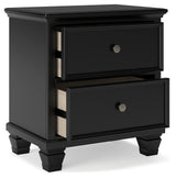 Lanolee California King Panel Bed with Mirrored Dresser and 2 Nightstands in Black - PKG015230