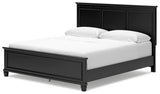 Lanolee California King Panel Bed with Mirrored Dresser and Chest in Black - PKG015233