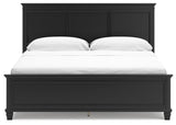 Lanolee California King Panel Bed with Mirrored Dresser and Nightstand in Black - PKG015232