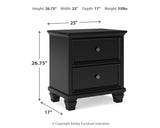 Lanolee California King Panel Bed with Mirrored Dresser, Chest and Nightstand in Black - PKG015234