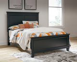 Lanolee Full Panel Bed with Mirrored Dresser and 2 Nightstands in Black - PKG015212