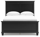 Lanolee Full Panel Bed with Mirrored Dresser and Chest in Black - PKG015215