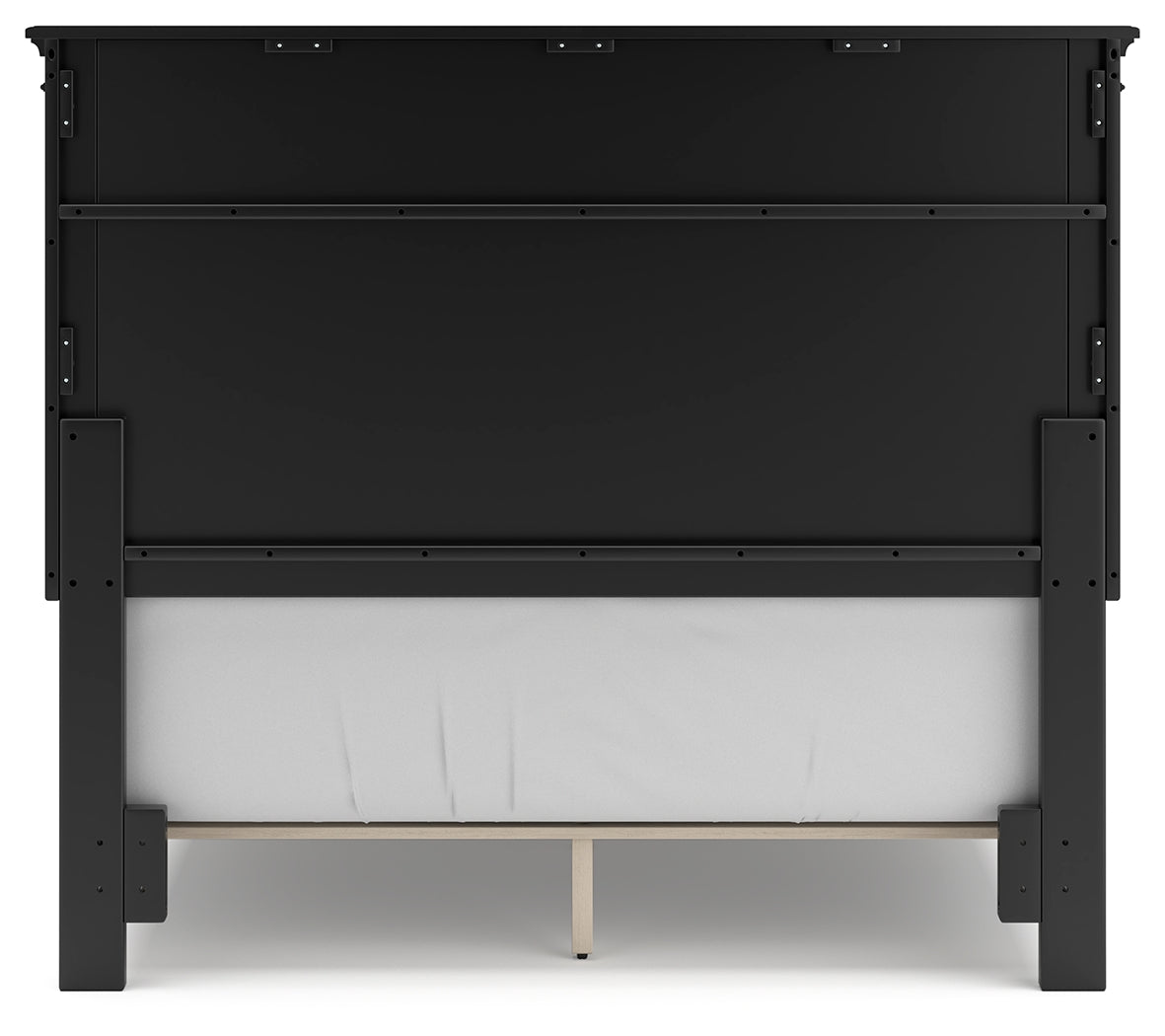 Lanolee Full Panel Bed with Mirrored Dresser and Chest in Black - PKG015215