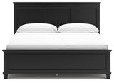 Lanolee King Panel Bed with Mirrored Dresser and Chest in Black - PKG015227