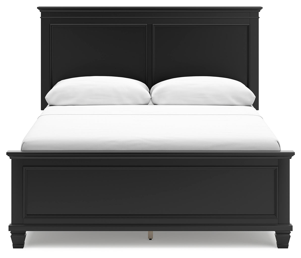 Lanolee Queen Panel Bed with Mirrored Dresser and 2 Nightstands in Black - PKG015218