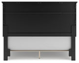 Lanolee Queen Panel Bed with Mirrored Dresser and 2 Nightstands in Black - PKG015218