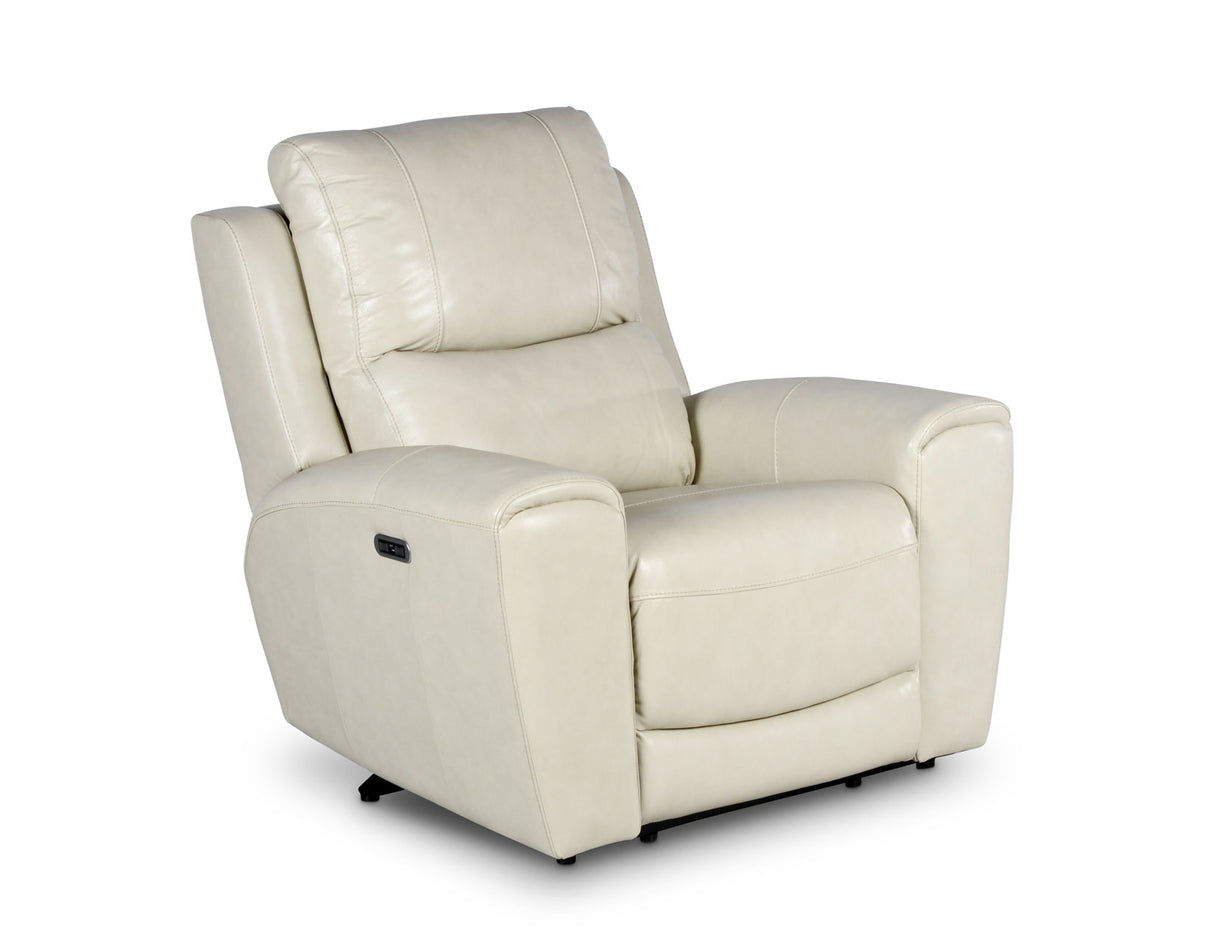 Laurel Dual -Power Leather Recliner, Ivory - LL950CI