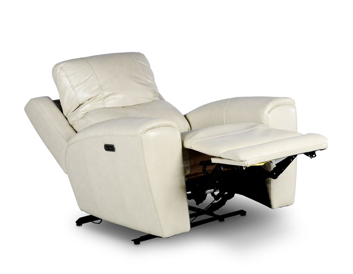 Laurel Dual -Power Leather Recliner, Ivory - LL950CI