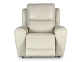 Laurel Dual -Power Leather Recliner, Ivory - LL950CI