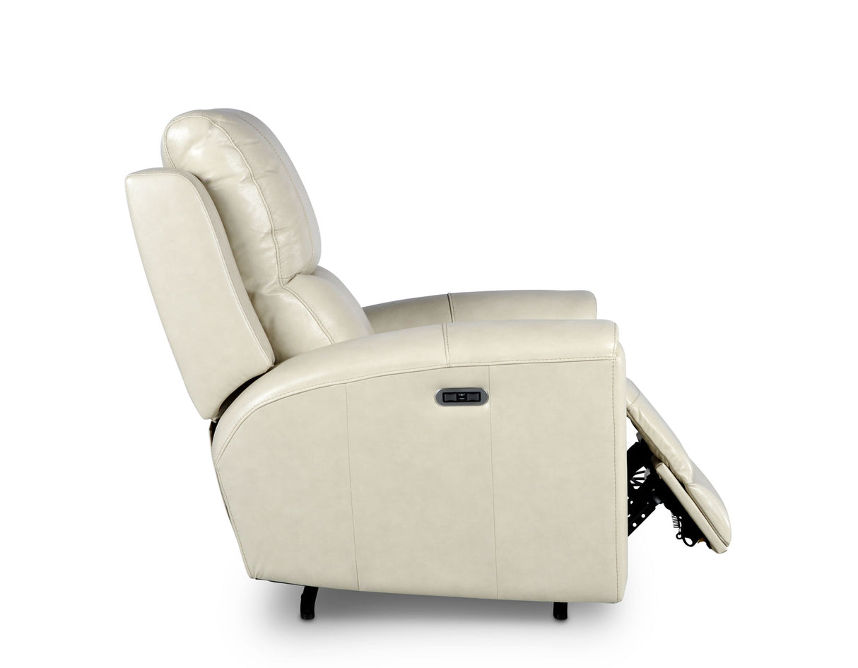 Laurel Dual -Power Leather Recliner, Ivory - LL950CI