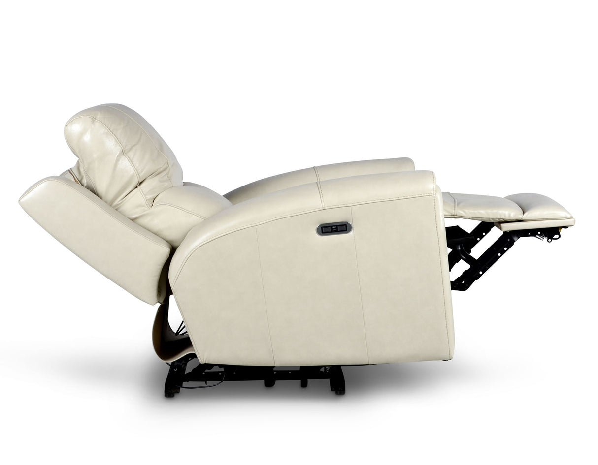 Laurel Dual -Power Leather Recliner, Ivory - LL950CI