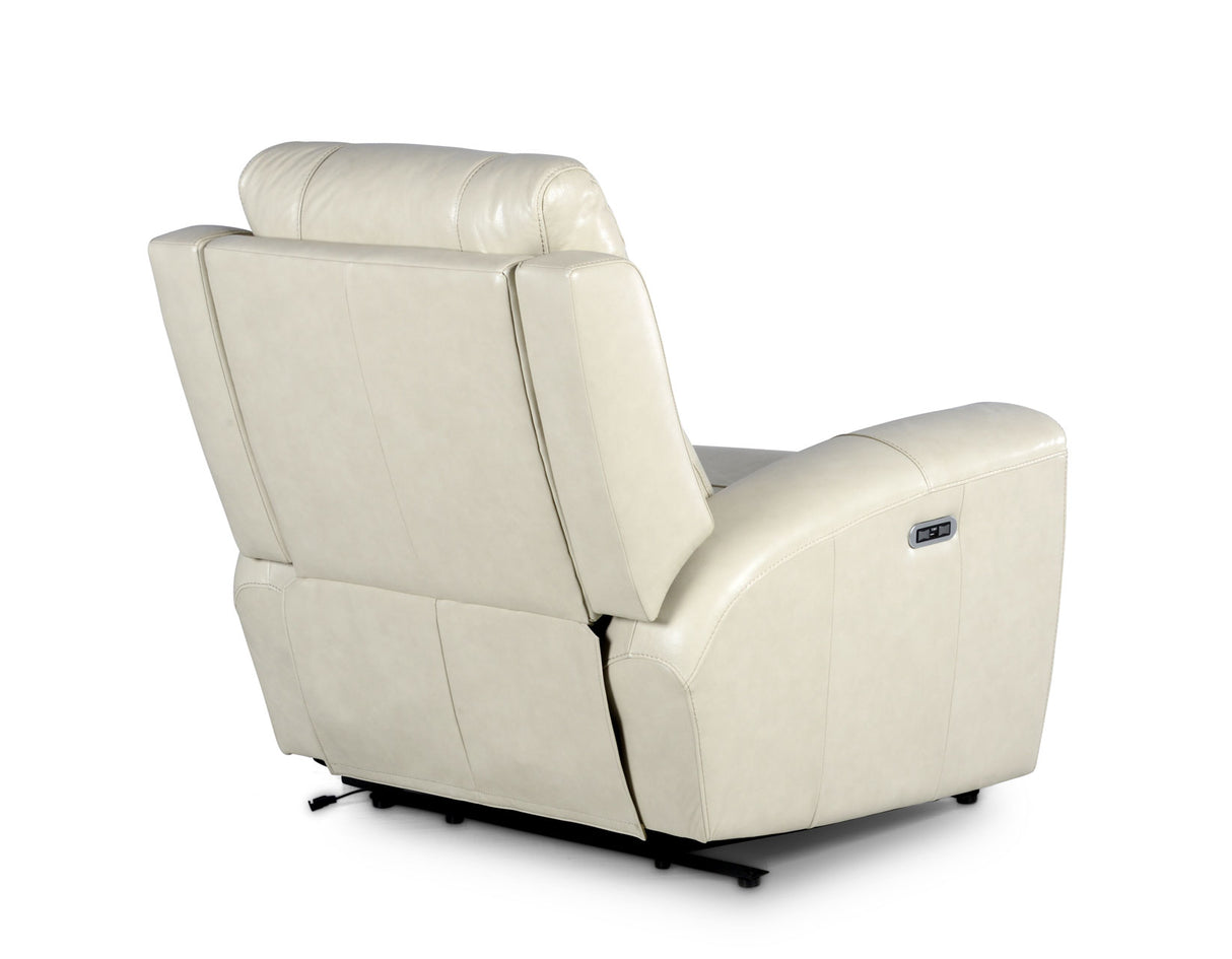 Laurel Dual -Power Leather Recliner, Ivory - LL950CI