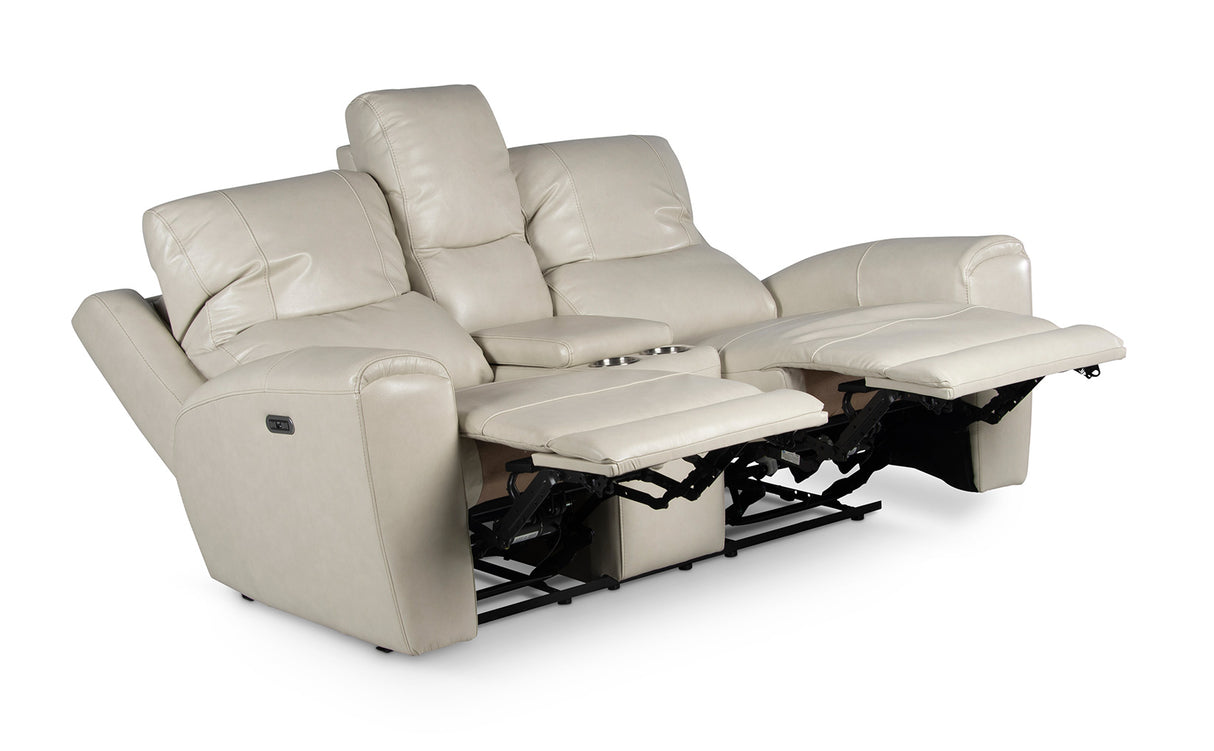 Laurel Dual-Power Reclining Console Loveseat, Ivory - LL950CLI