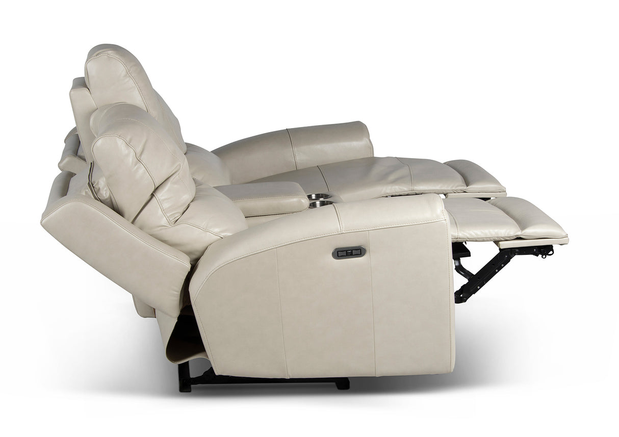 Laurel Dual-Power Reclining Console Loveseat, Ivory - LL950CLI