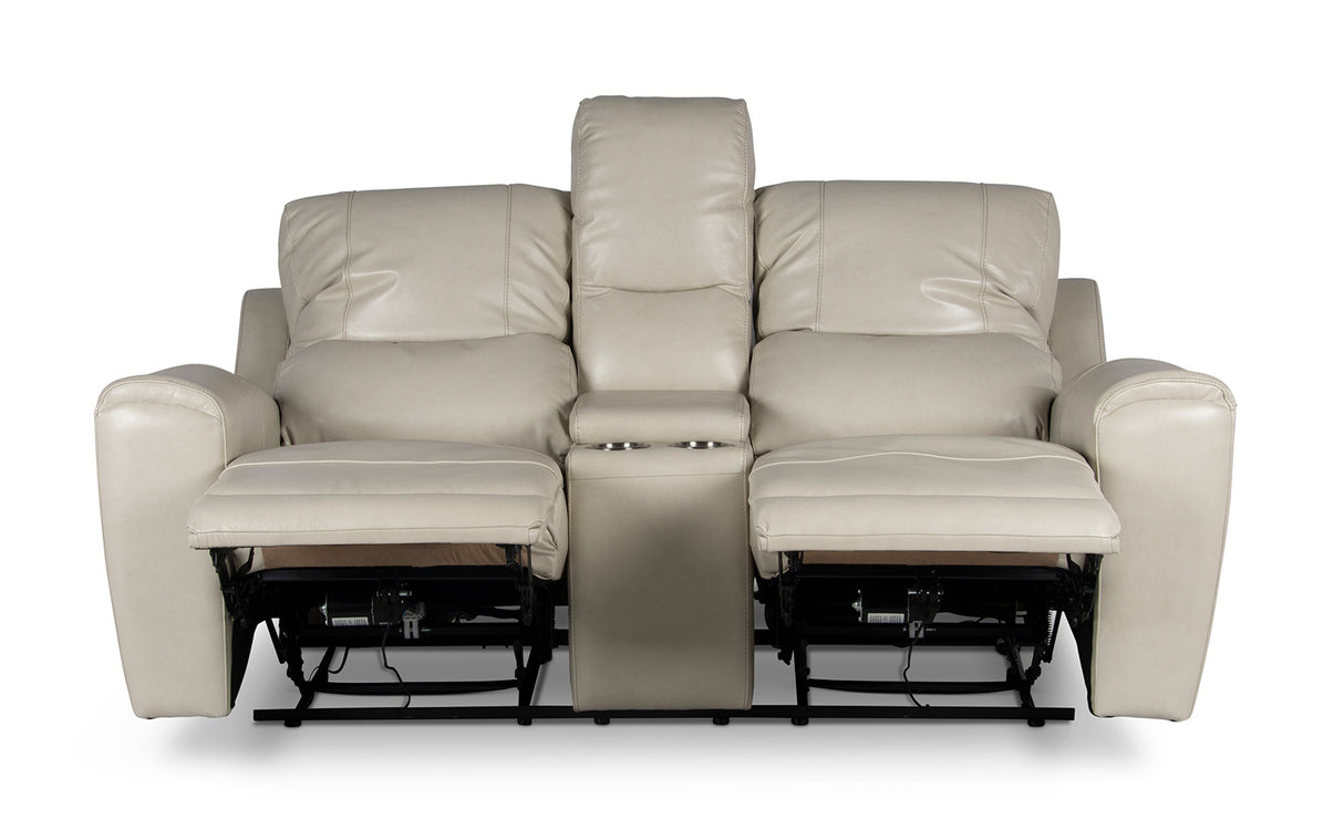 Laurel Dual-Power Reclining Console Loveseat, Ivory - LL950CLI