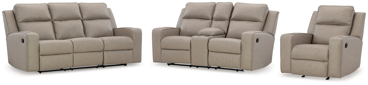 Lavenhorne Sofa, Loveseat and Recliner in Pebble - PKG015547