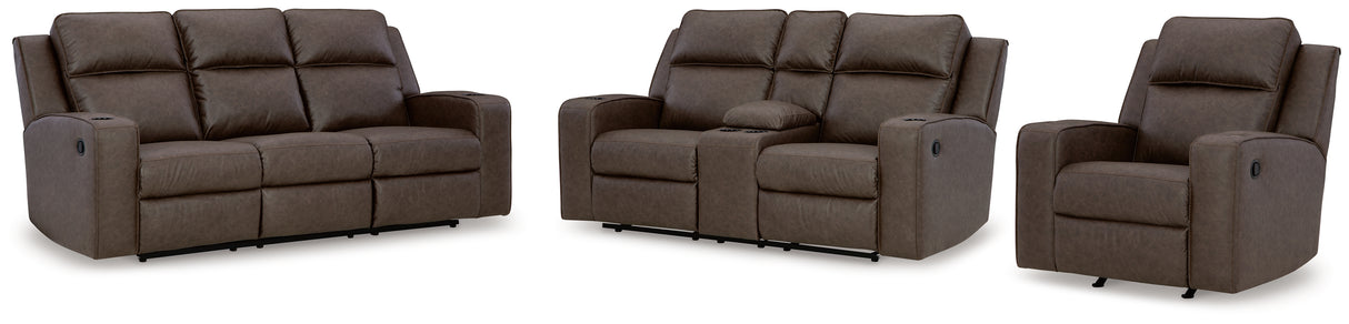 Lavenhorne Sofa, Loveseat and Recliner in Umber - PKG015545