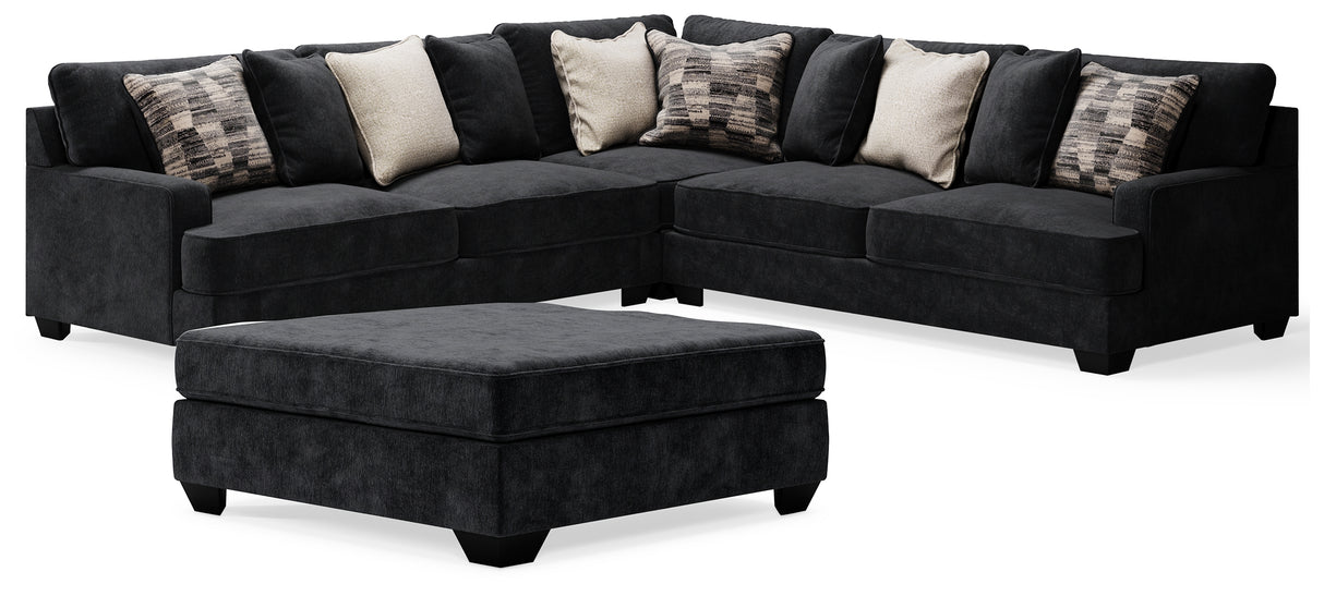 Lavernett 3-Piece Sectional with Ottoman in Charcoal - PKG016155