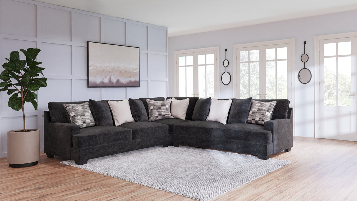 Lavernett 3-Piece Sectional with Ottoman in Charcoal - PKG016155