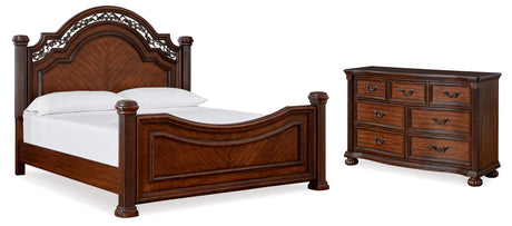 Lavinton California King Poster Bed with Dresser in Brown - PKG016871